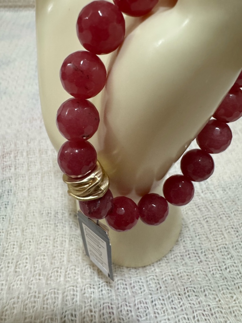 Lula n Lee Unbranded Deep Red Faceted Bead Bracelet with Gold Accent